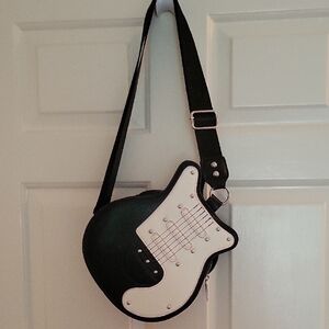 Black and White Guitar-Shaped Men's Bag